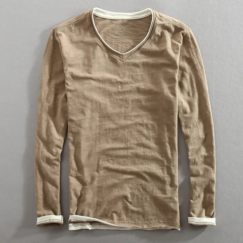 Vintage V-Neck Long Sleeve Tee