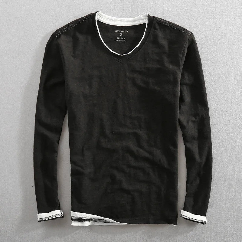 Vintage V-Neck Long Sleeve Tee