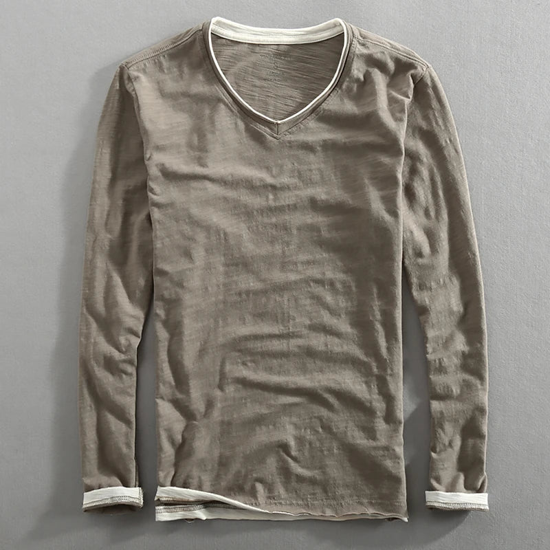 Vintage V-Neck Long Sleeve Tee