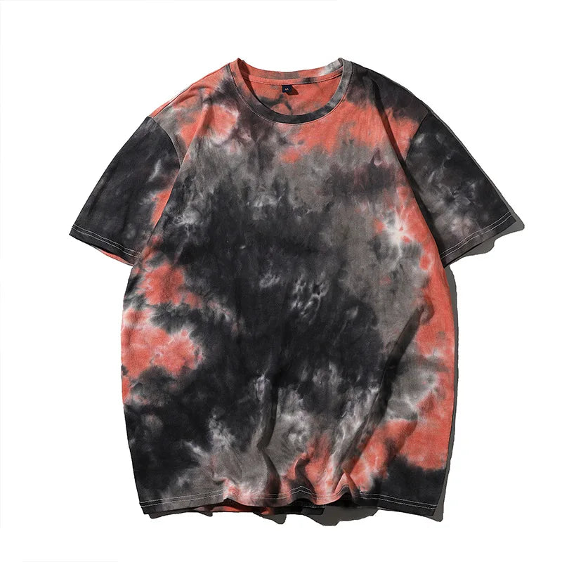 Tie-Dye Retro Vibe T-Shirt in black and red, featuring a classic streetwear design with short sleeves.
