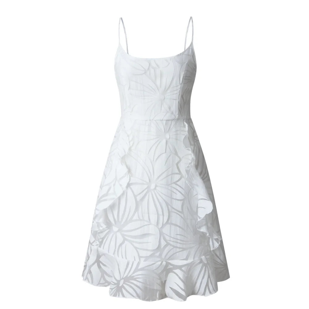 White Spaghetti Strap Short Dress