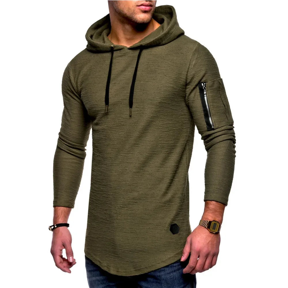 Green hoodie with black accents on a white background