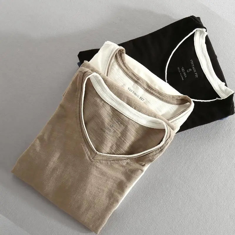 Vintage V-Neck Long Sleeve Tee