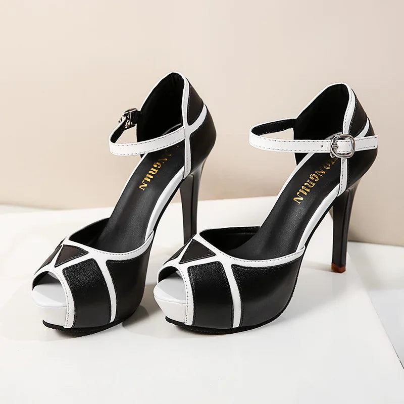 Hollow Buckle High Heels Apparel & Accessories > Shoes Fashion NetClub