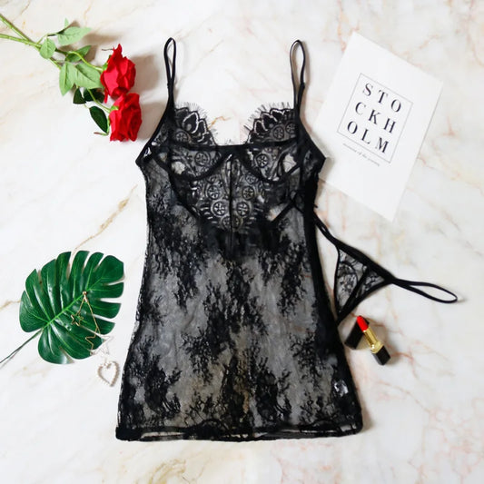 Black Lace Lingerie Dress
