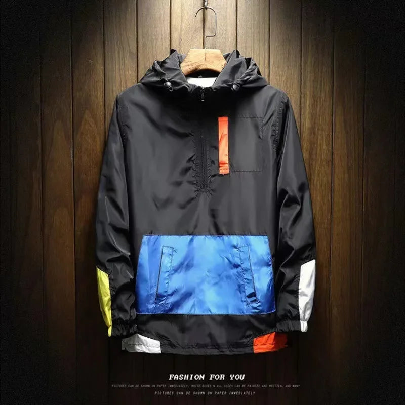 Color Block Oversized Hooded Jacket