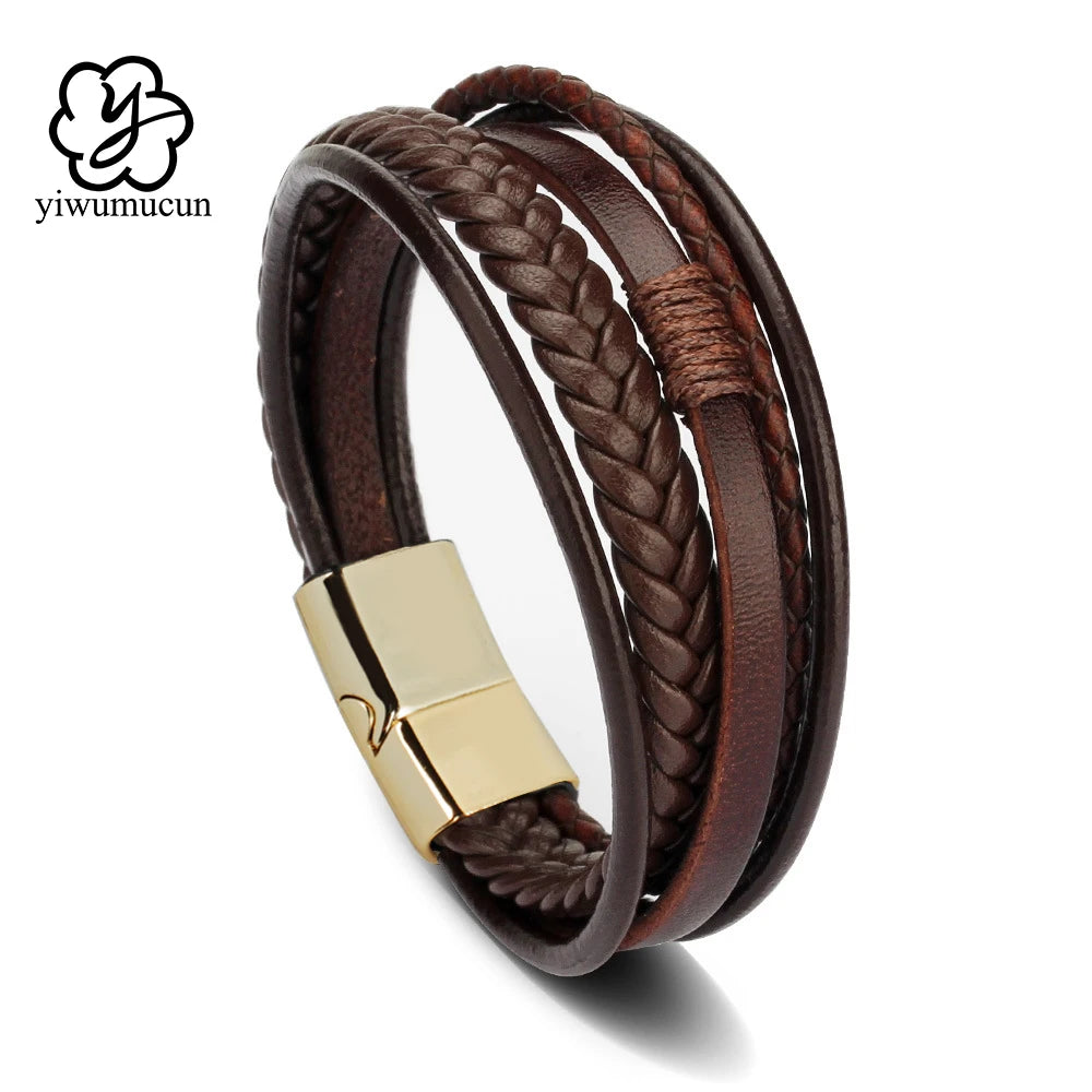 Men's Leather & Beaded Bracelet Set