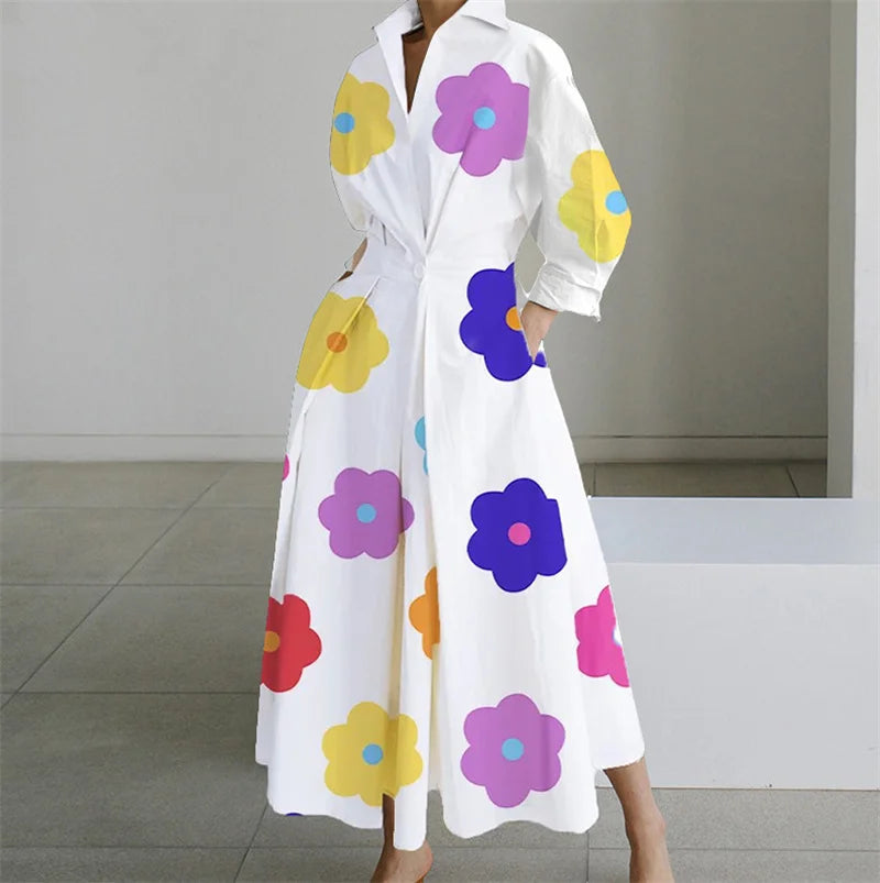 Colorful patterned dress on a white background