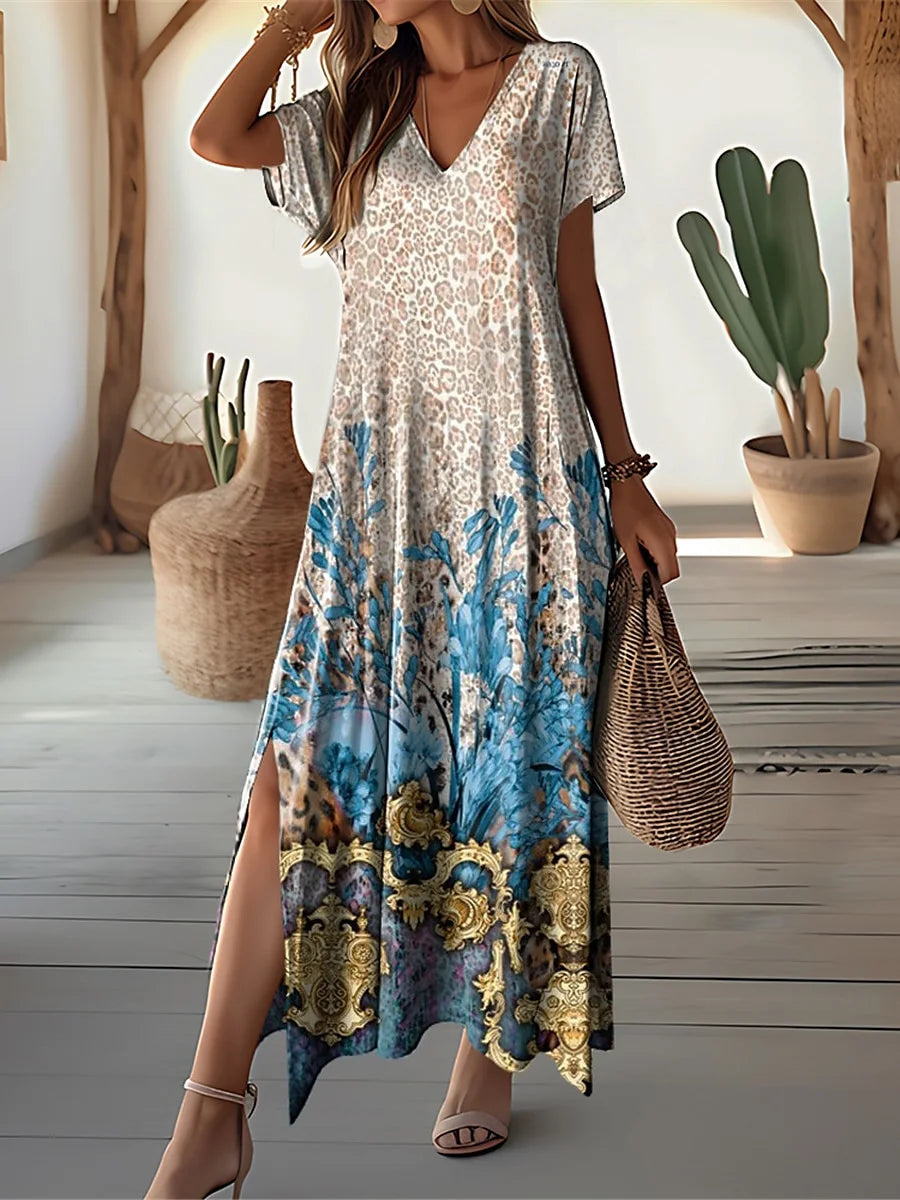 Patchwork Floral 3D-Print Dress