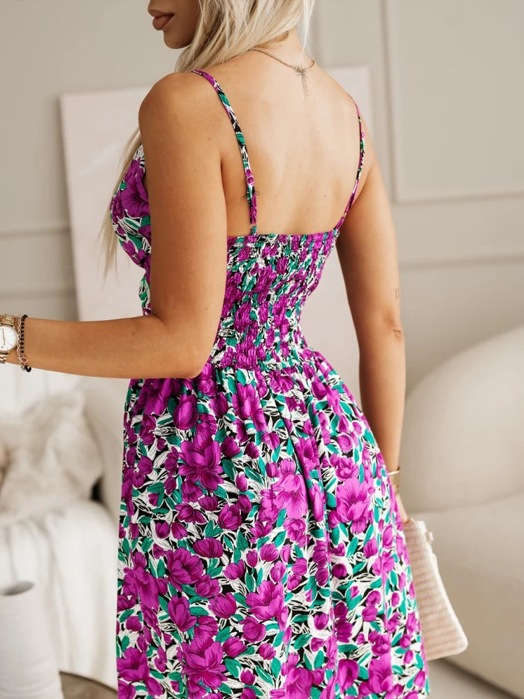 Sleeveless V Neck Short Dress