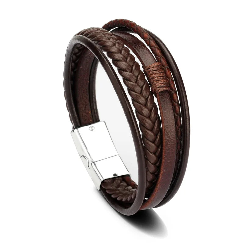 Men's Leather & Beaded Bracelet Set