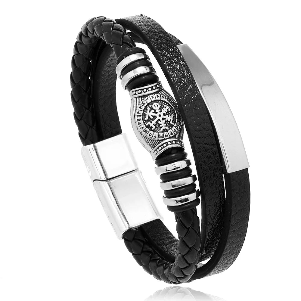 Men's Leather & Beaded Bracelet Set
