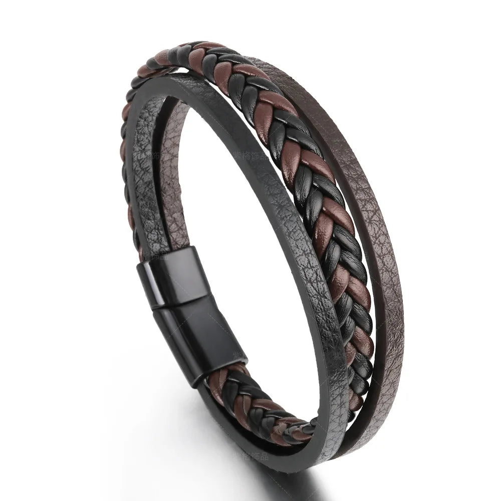 Men's Leather & Beaded Bracelet Set