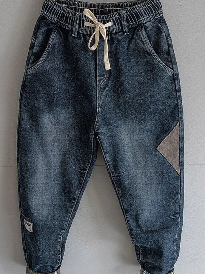 Loose Denim Drawstring Jeans