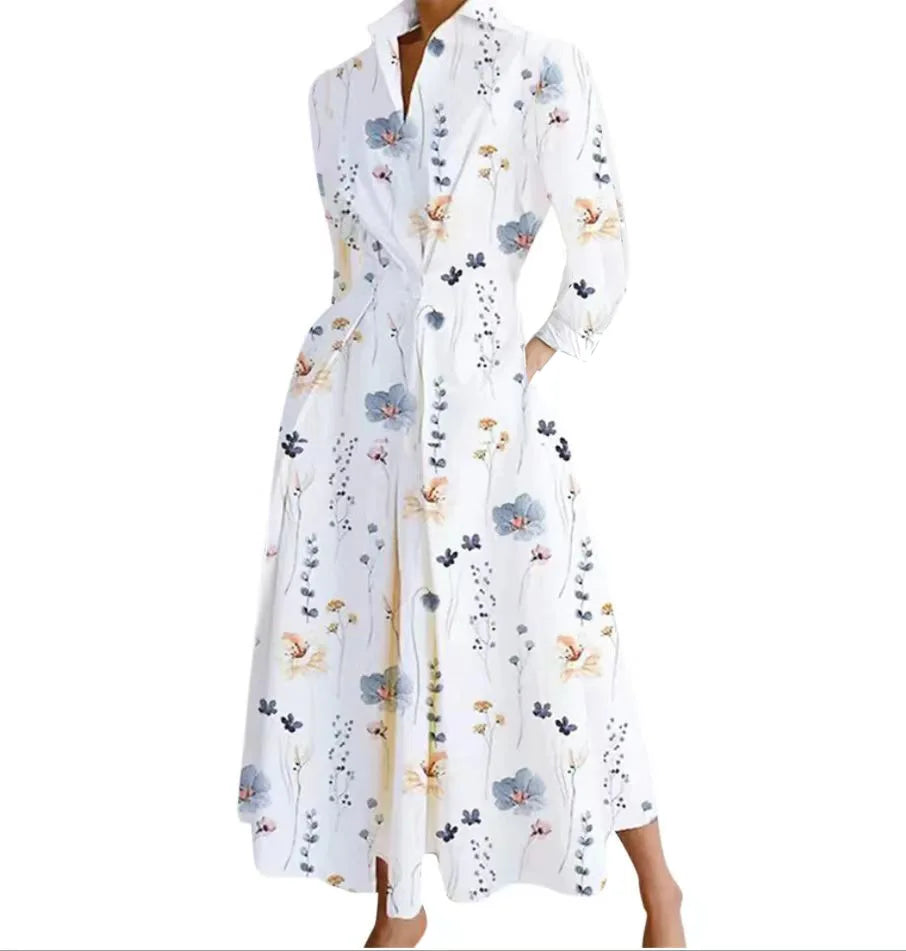 Floral patterned dress on a white background