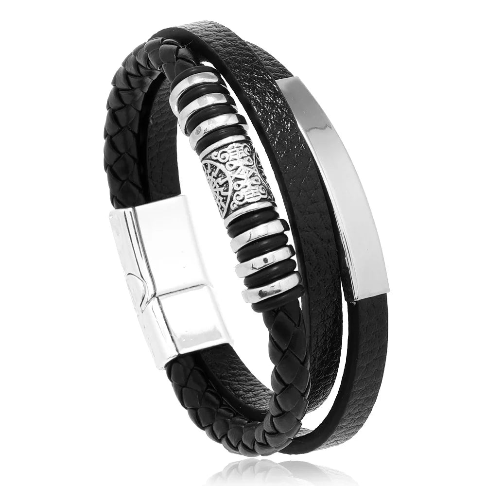 Men's Leather & Beaded Bracelet Set