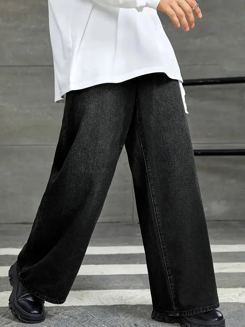 Black Wide Leg Denim Jeans
