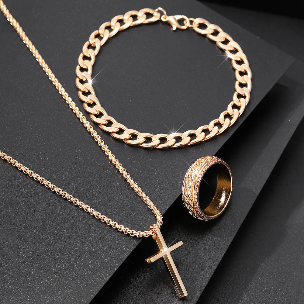 Men's Layered Chain Necklace Set
