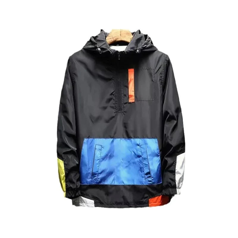 Color Block Oversized Hooded Jacket
