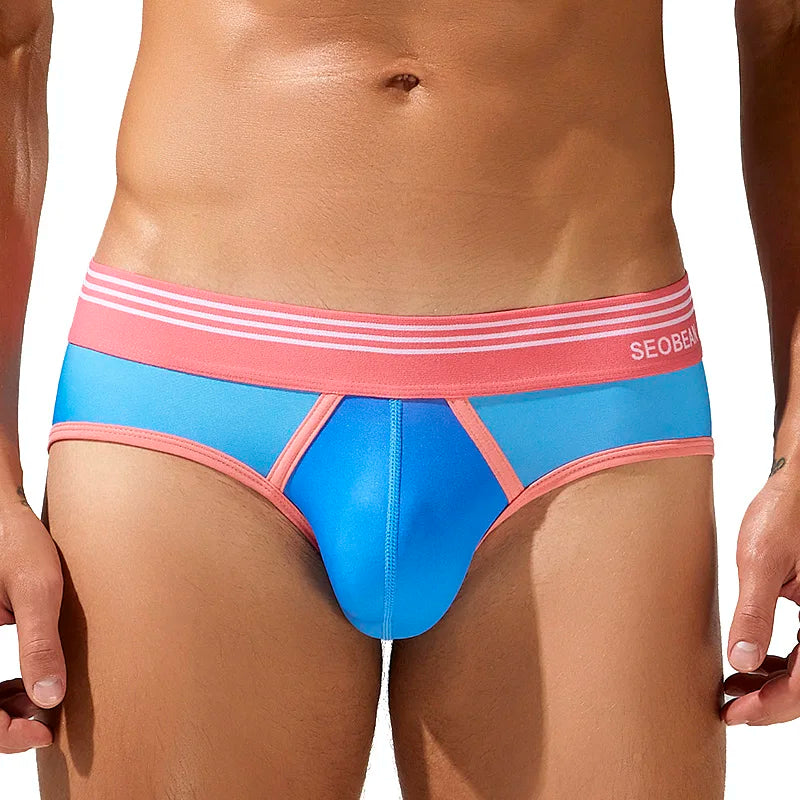 Blue and pink men's underwear with 'Seoban' branding on a white background