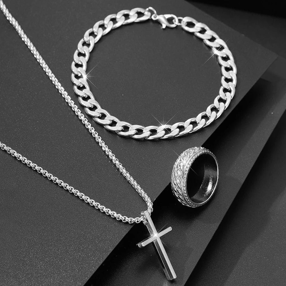 Men's Layered Chain Necklace Set
