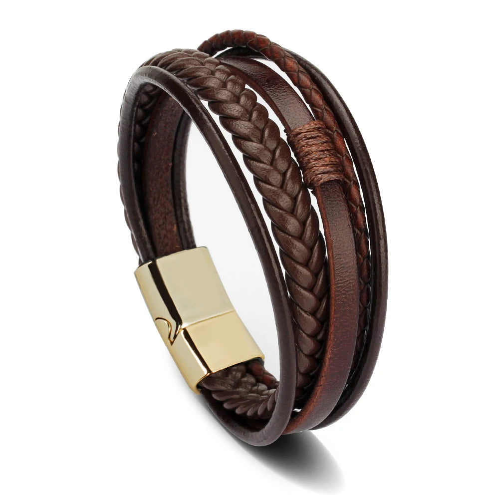 Men's Leather & Beaded Bracelet Set