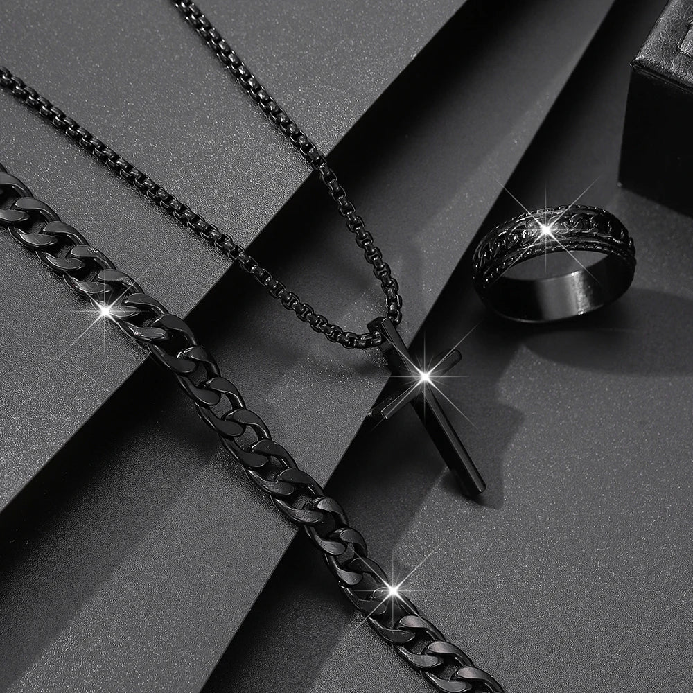 Men's Layered Chain Necklace Set