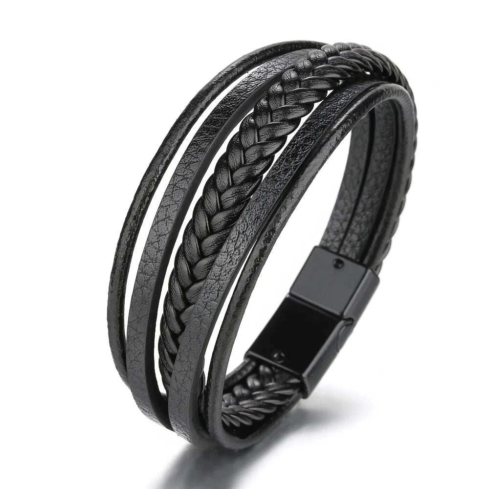 Men's Leather & Beaded Bracelet Set