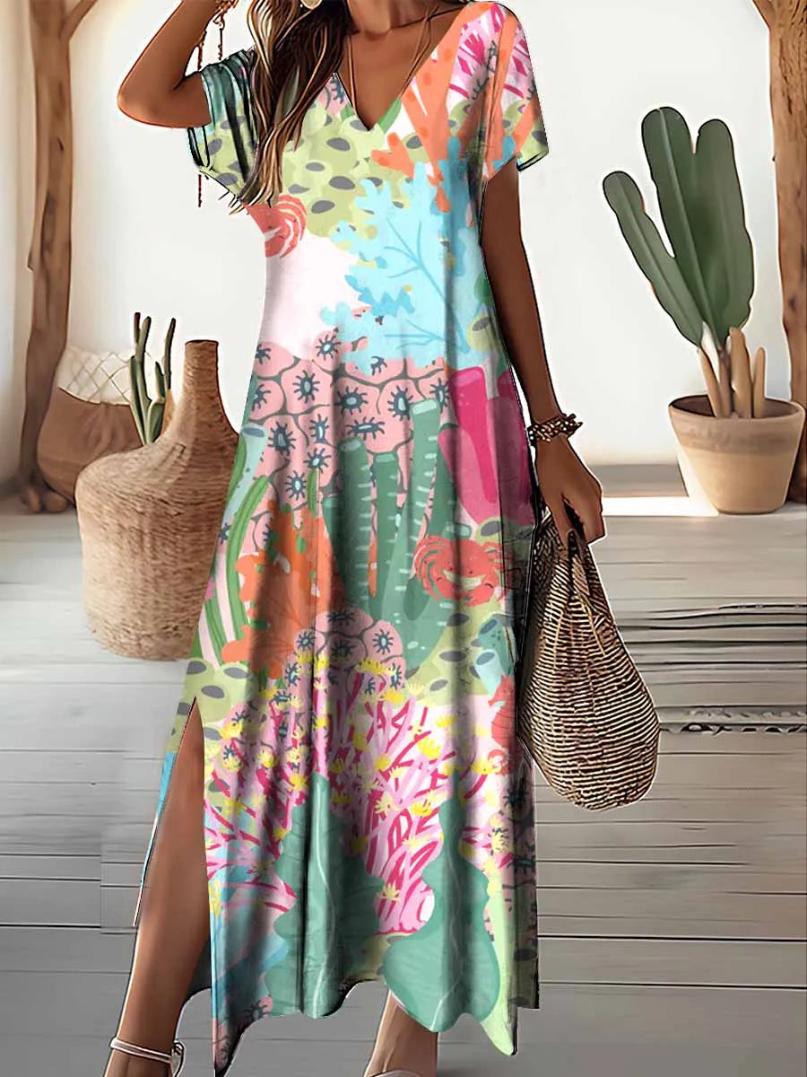 Patchwork Floral 3D-Print Dress