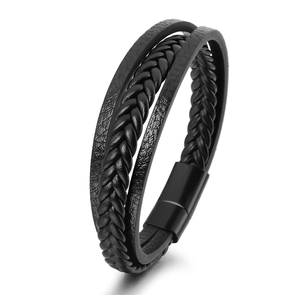 Men's Leather & Beaded Bracelet Set
