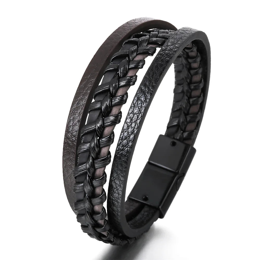 Men's Leather & Beaded Bracelet Set