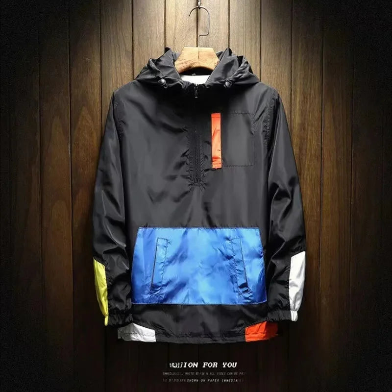 Color Block Oversized Hooded Jacket