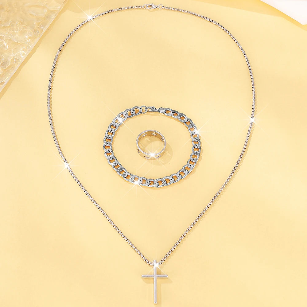 Men's Layered Chain Necklace Set