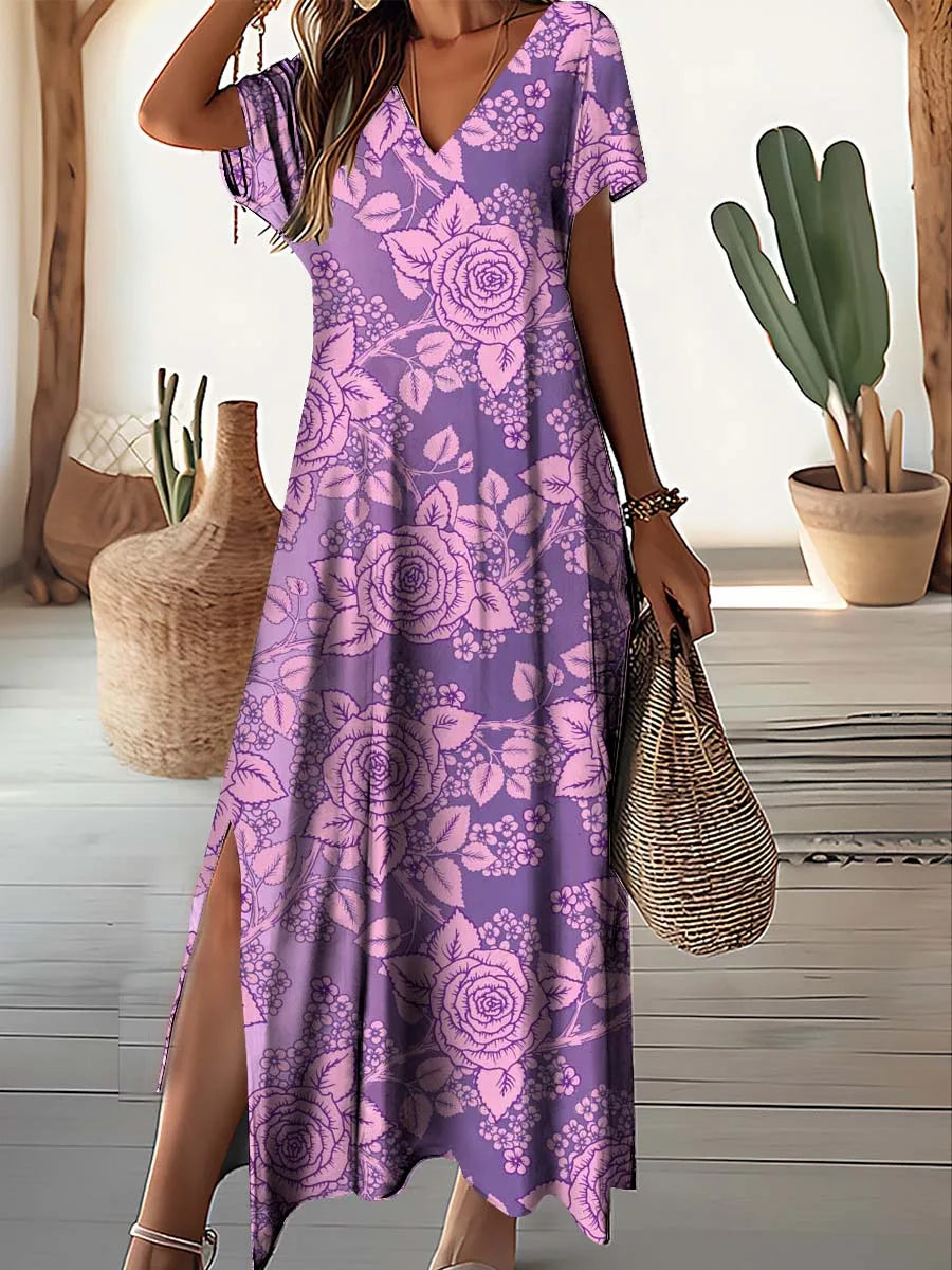 Patchwork Floral 3D-Print Dress