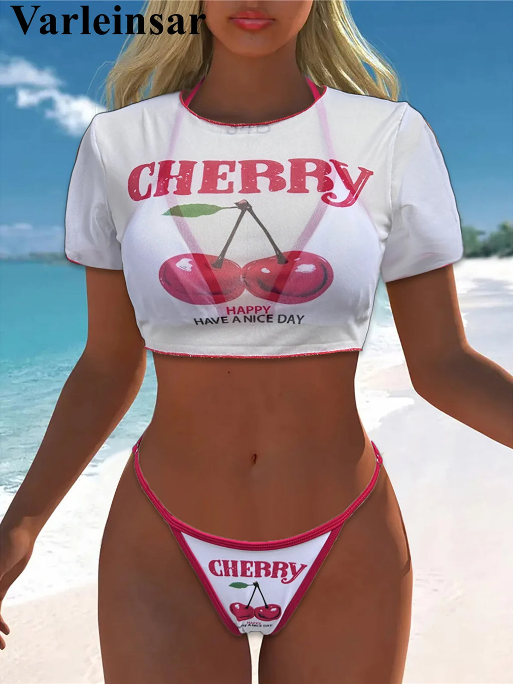 Cherry Printed Summer Bikini