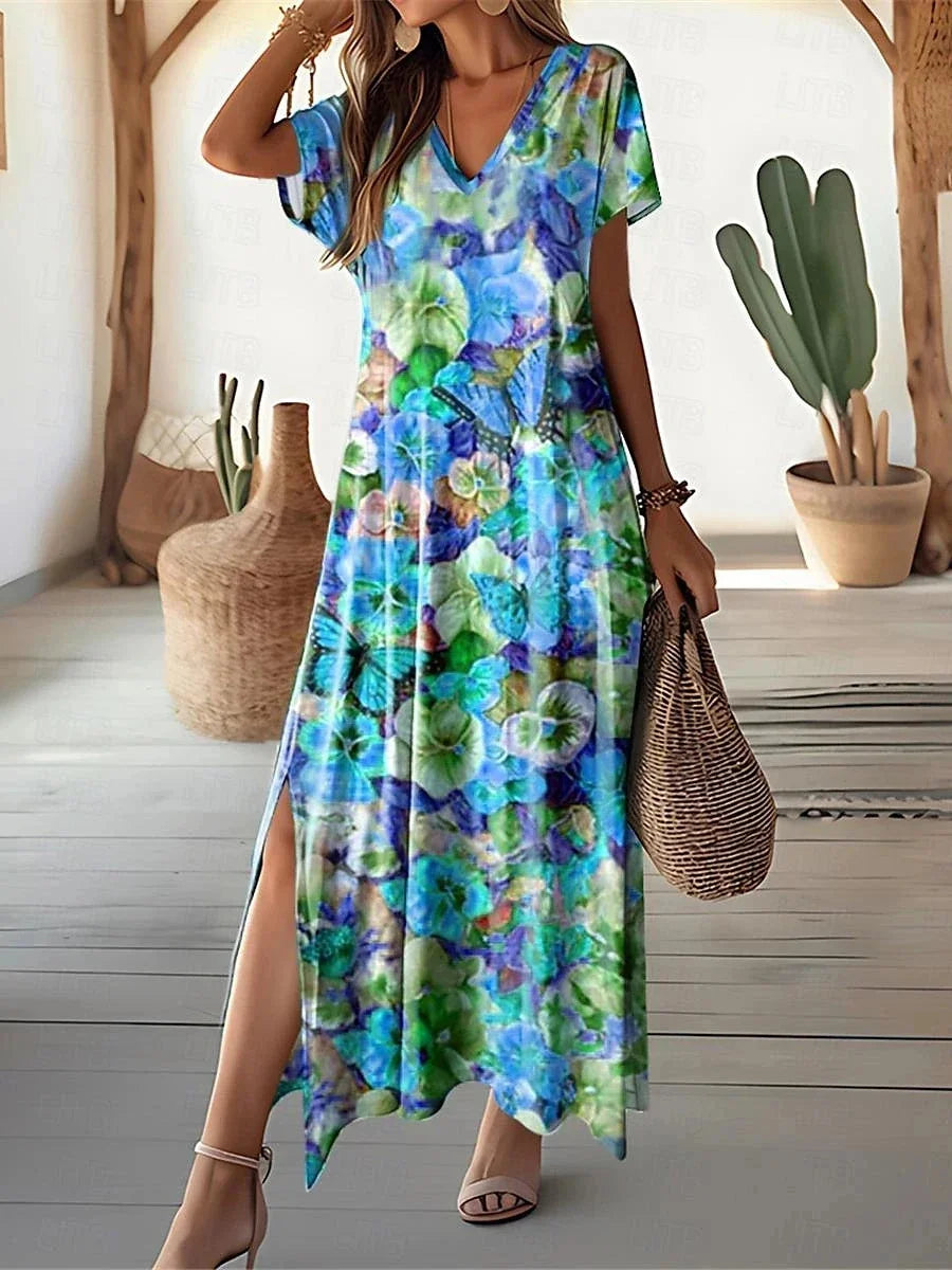 Patchwork Floral 3D-Print Dress