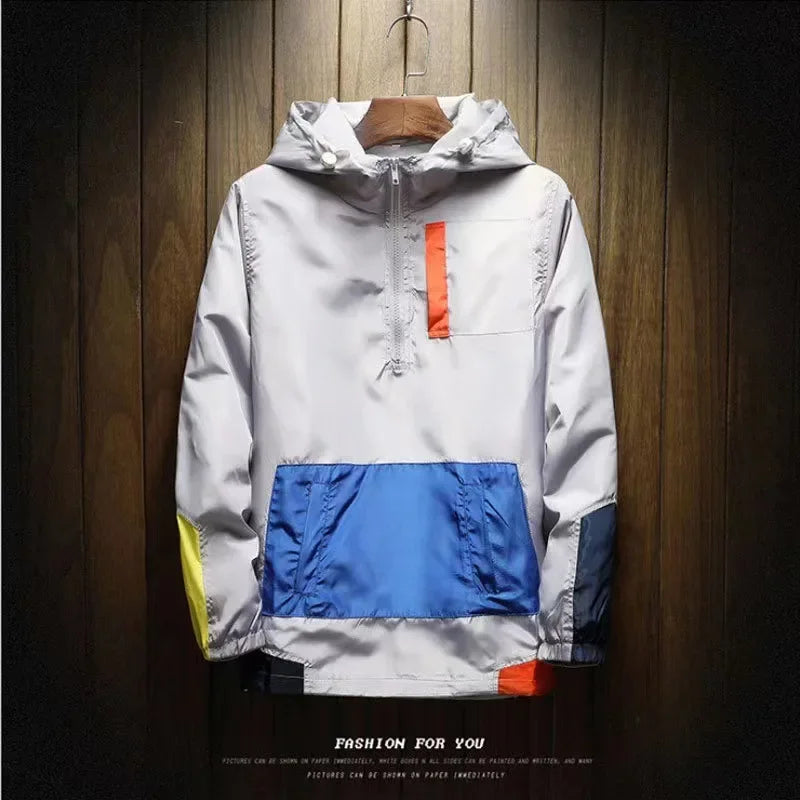 Color Block Oversized Hooded Jacket