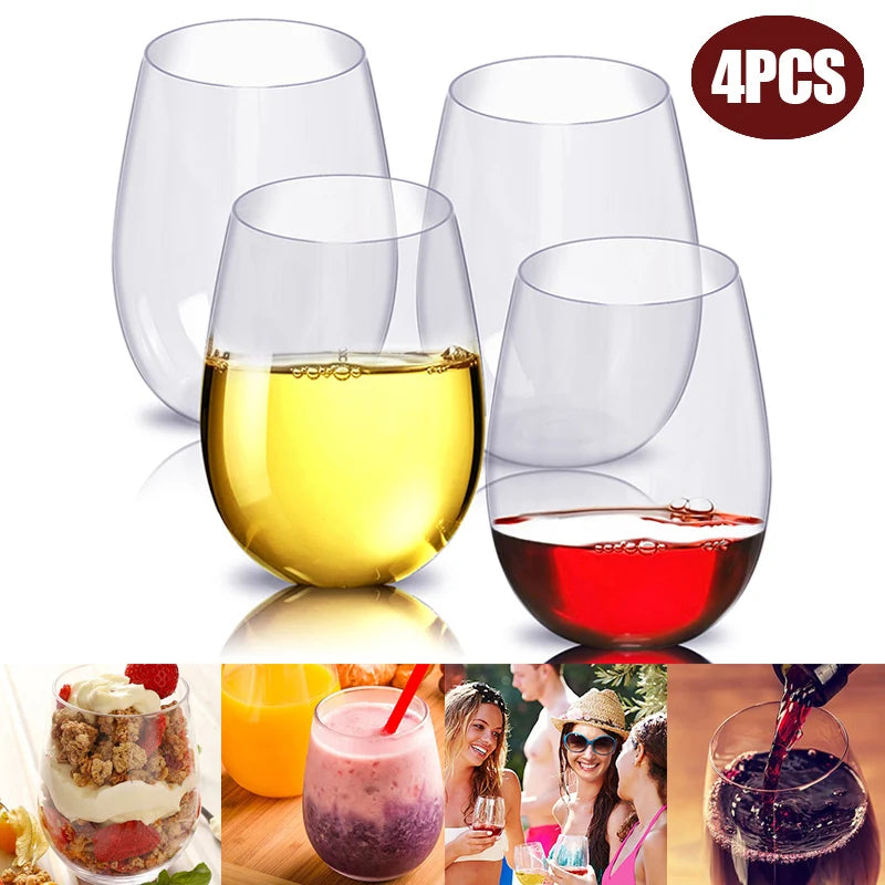 4 Pcs Stemless Wine Glass