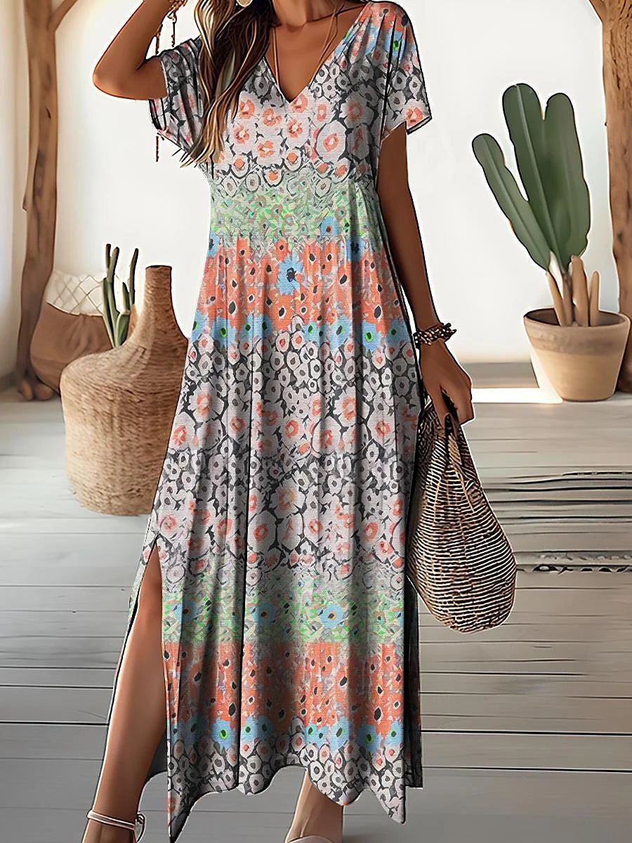 Patchwork Floral 3D-Print Dress