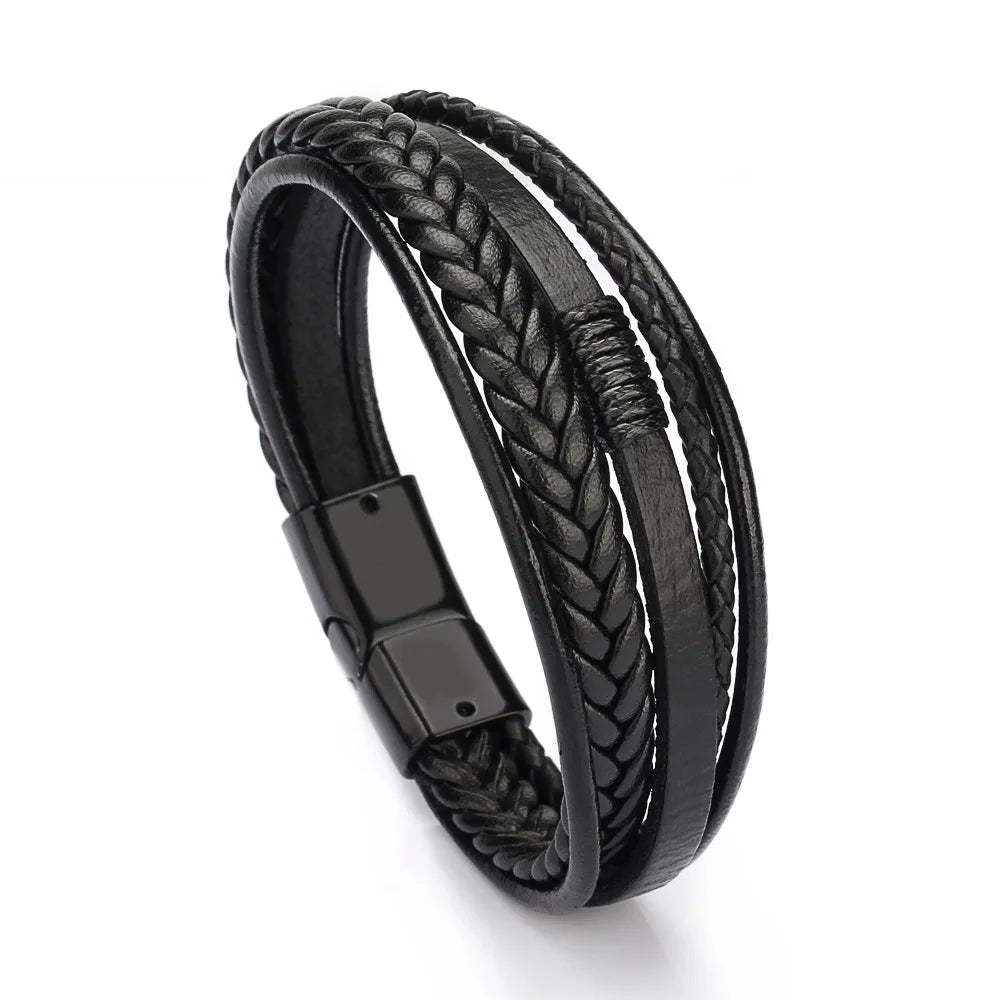 Men's Leather & Beaded Bracelet Set
