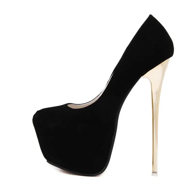 Black high-heeled shoe on a white background with 'Aneikeh' branding.