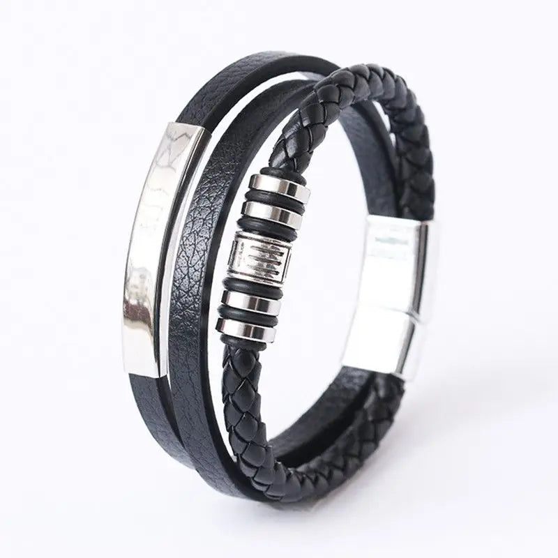 Men's Leather & Beaded Bracelet Set