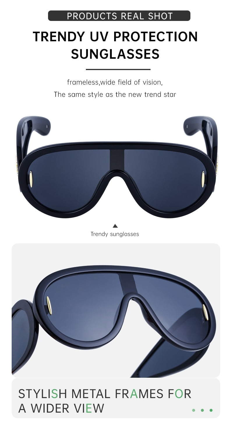 Oversized Wave Mask One-Piece Sunglasses