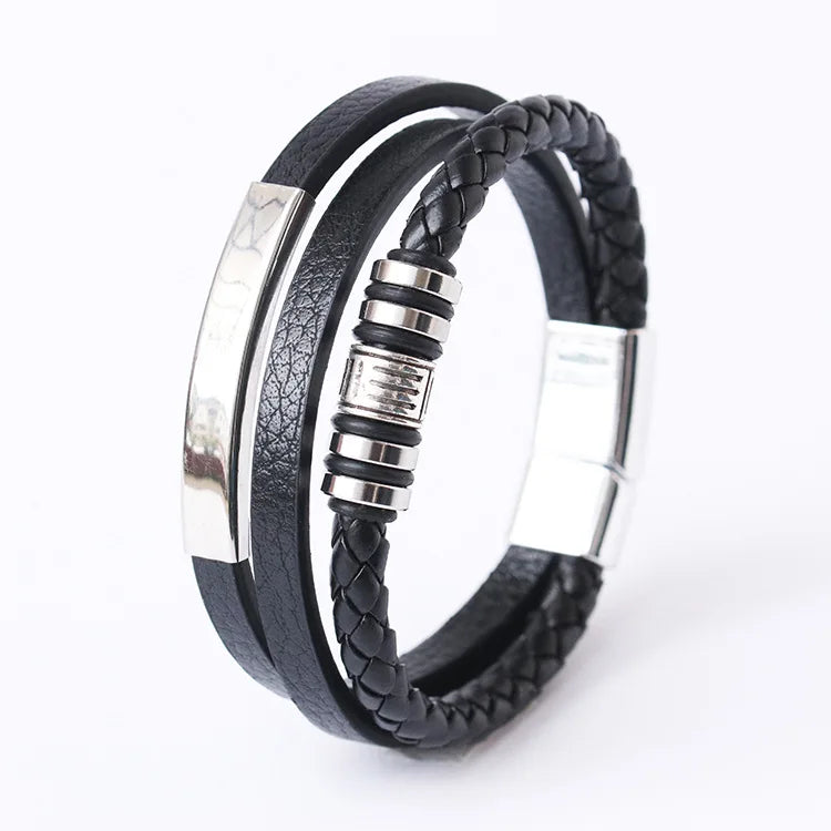 Men's Leather & Beaded Bracelet Set