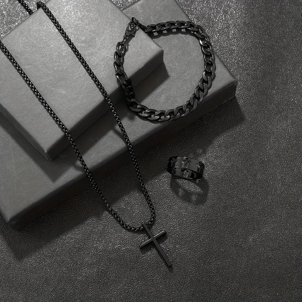 Men's Layered Chain Necklace Set