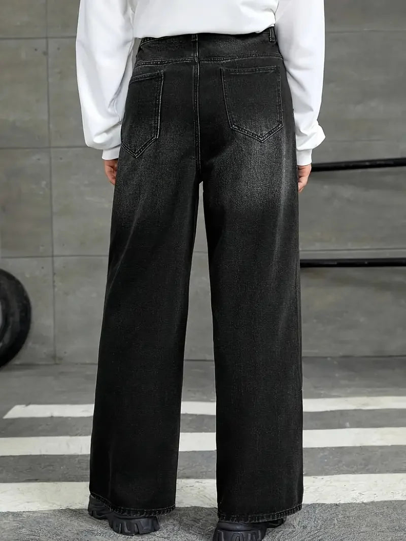 Black Wide Leg Denim Jeans