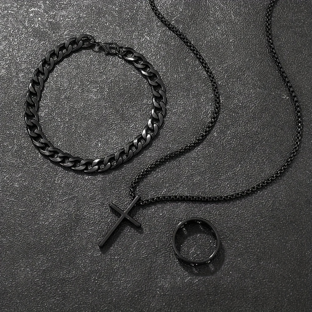 Men's Layered Chain Necklace Set