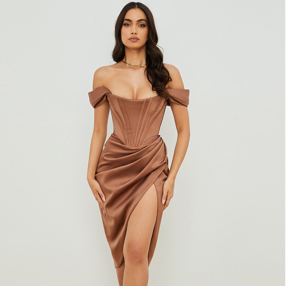 Samantha Satin Midi Dress Dress Fashion NetClub