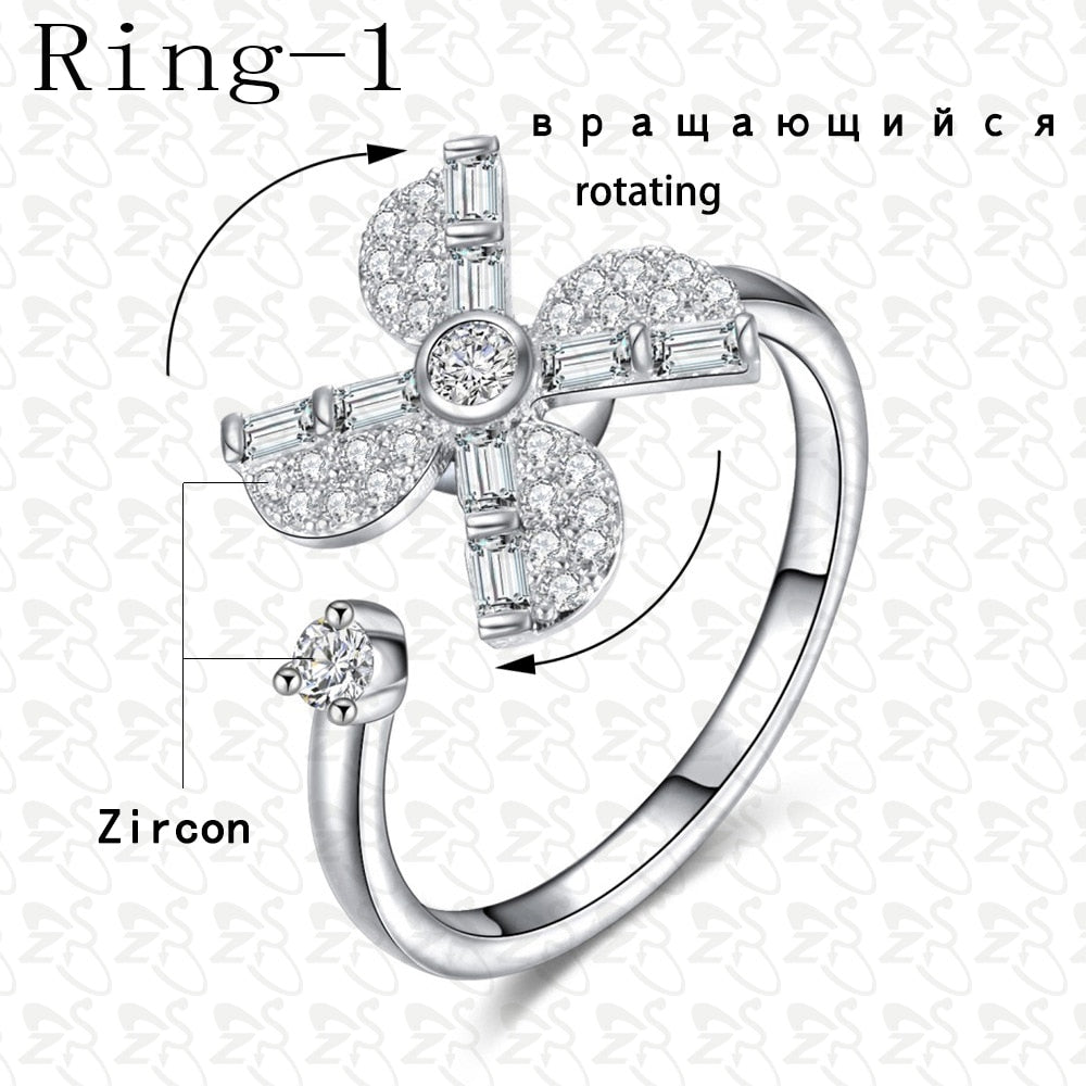 Zircon Crystal Adjustable Rings