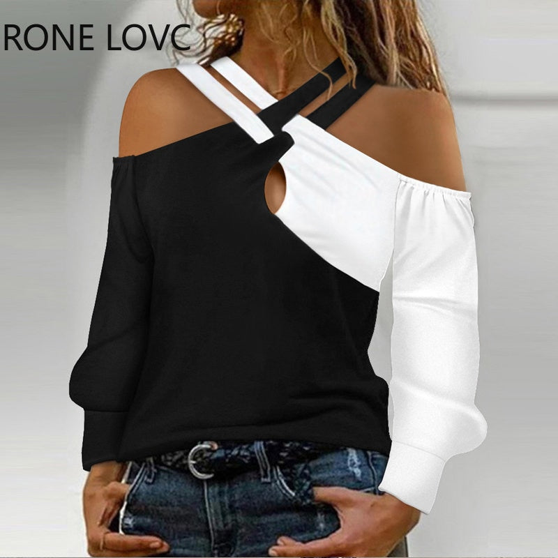 Crisscross Black and White Tee-Top